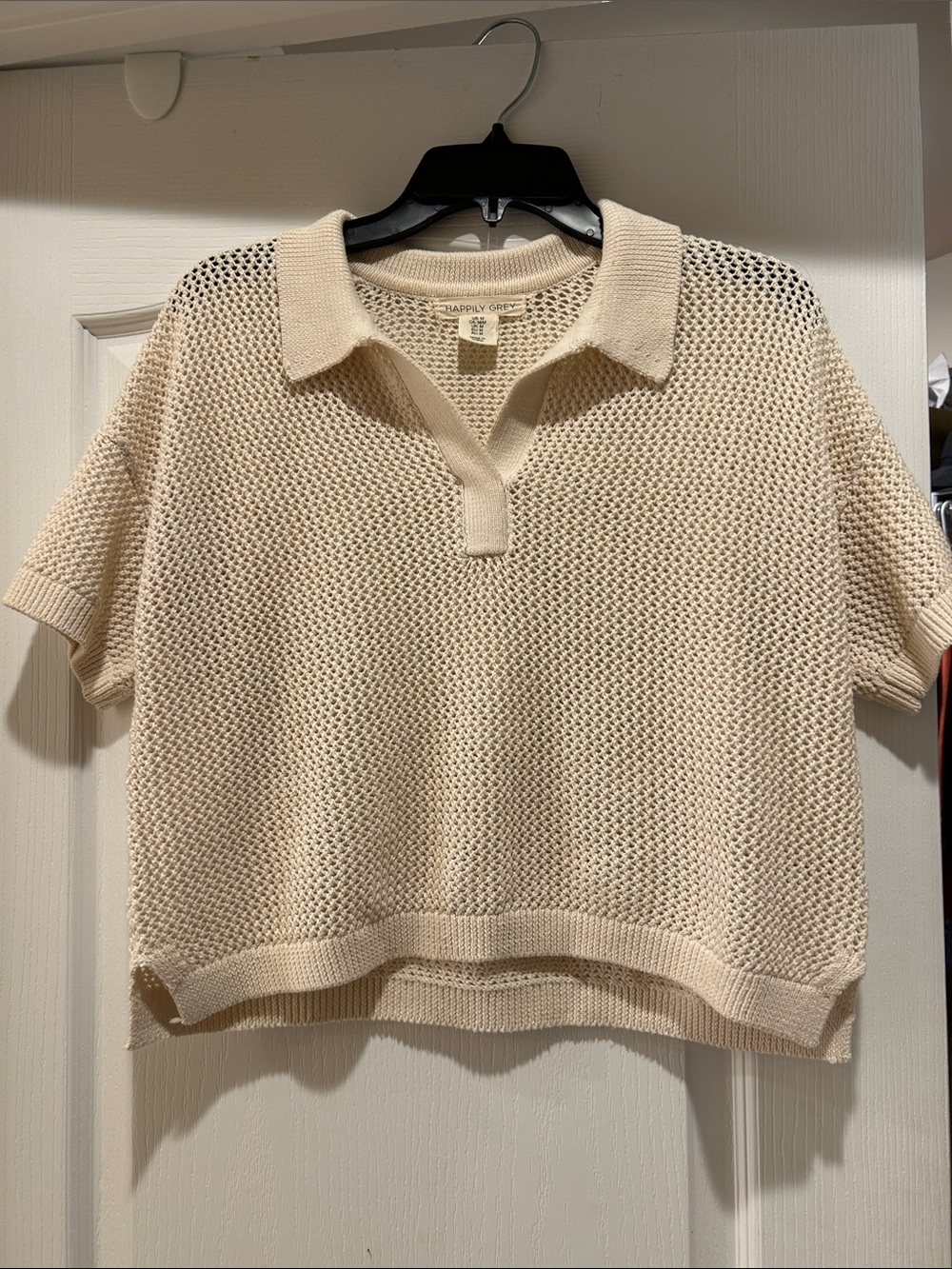 Shrimps & Grey Women's Cream Knit Polo Sweater